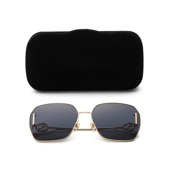 GUCCI Gold/grey 64mm Square Sunglasses - Picture 1 of 2